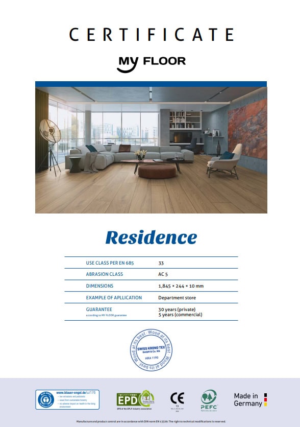 Thông số kỹ thuật sàn gỗ MyFloor Residence Thông số kỹ thuật sàn gỗ MyFloor Residence