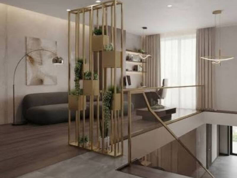 39+ Mẫu vách ngăn cầu thang đẹp, hiện đại đẹp nhất 24 Bố trí cây xanh tạo mảng sống